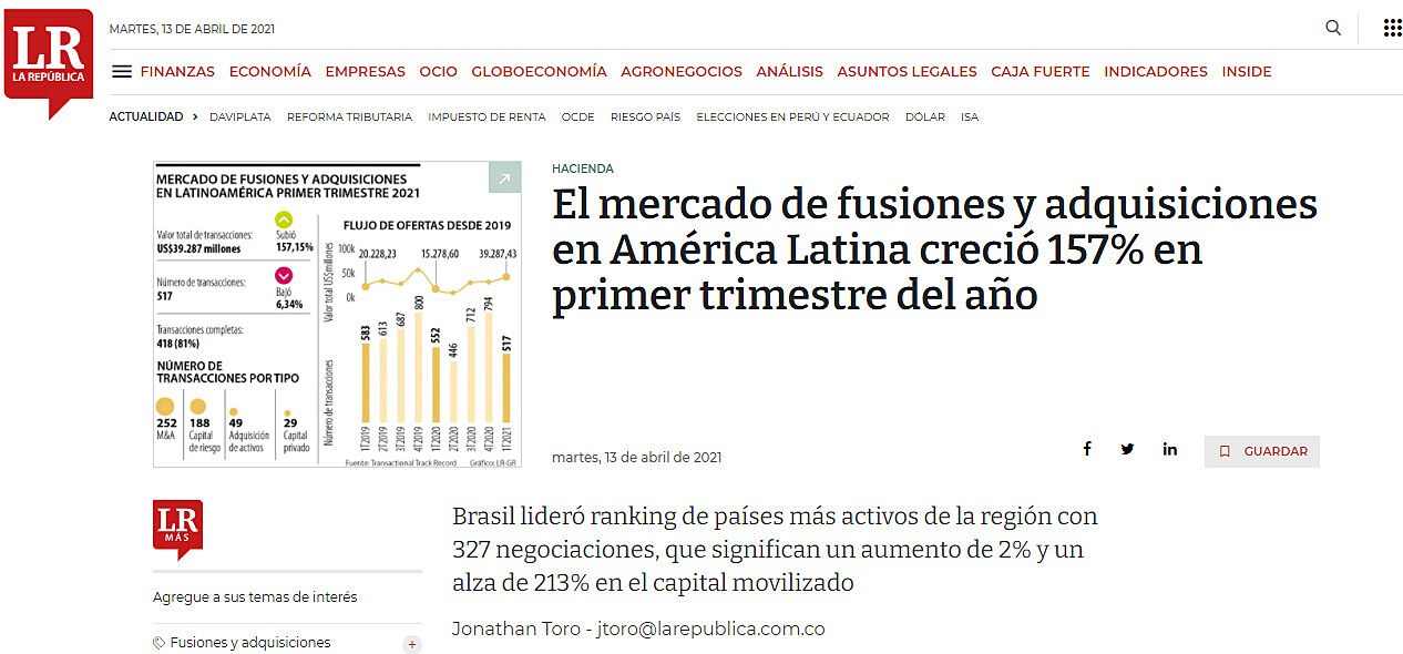 El mercado de fusiones y adquisiciones en Amrica Latina creci 157% en primer trimestre del ao